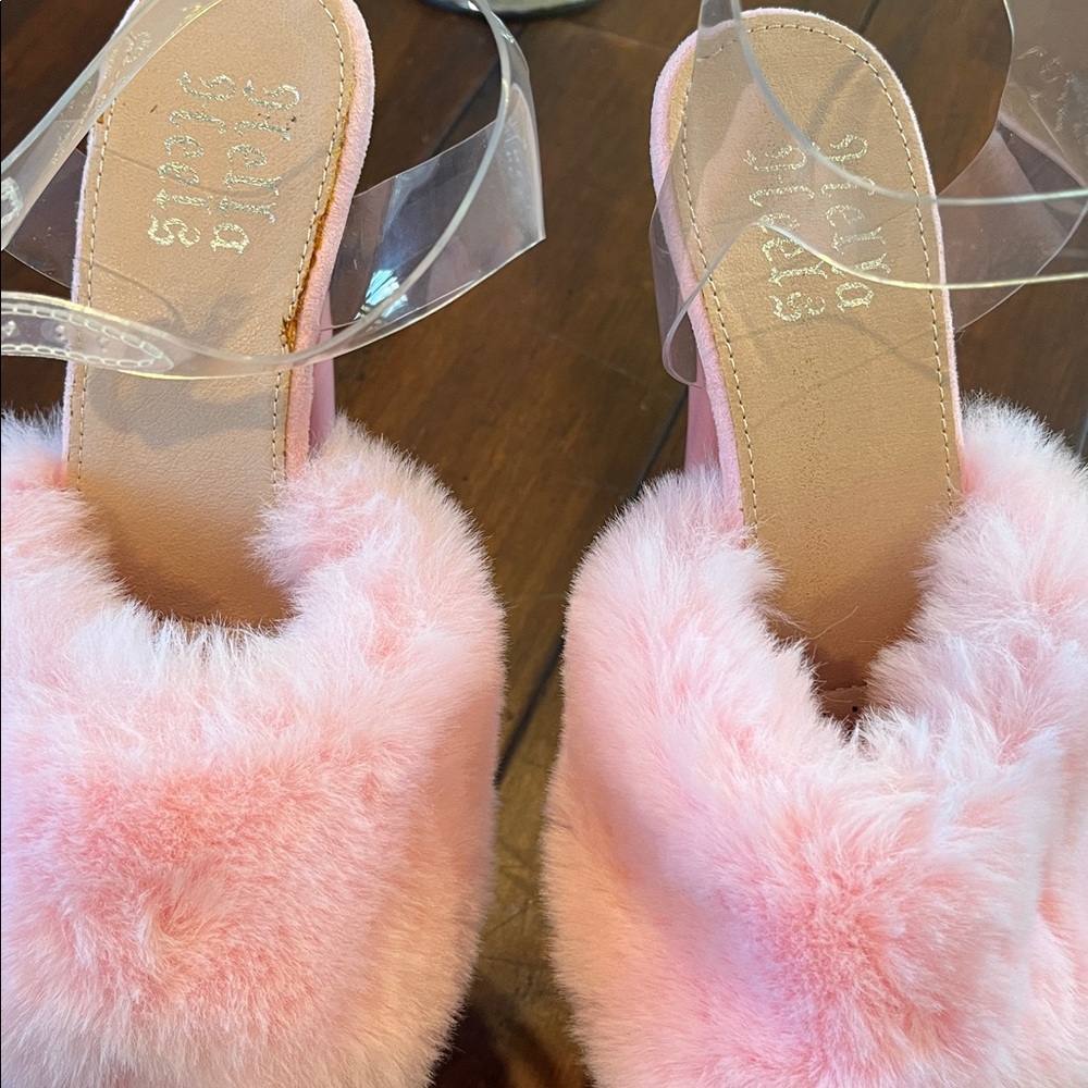 NEW Hella Heels 8 inch Pink Platform Heels with Faux Fur size US 8/EU 39 - Picture 2 of 10